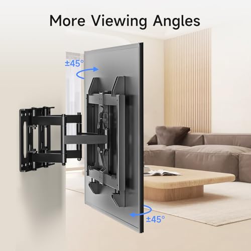 Suptek Ultra Slim Full Motion TV Wall Mount for 37-82 inch TVs, 1.3" Thin Low Profile Bracket, Dual Swivel Articulating Tilt, 6 Arms, Max VESA 600x400mm, Supports Up to 132lbs, Fits 16” Studs, MAUS01A