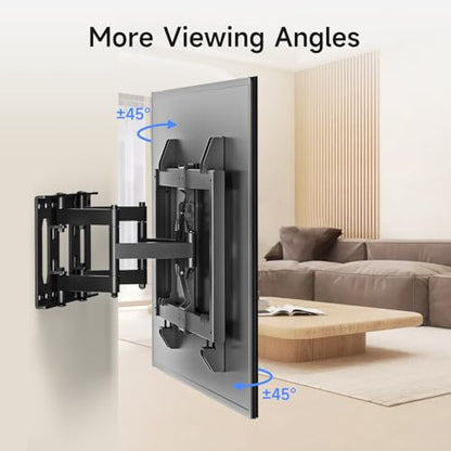 Suptek Ultra Slim Full Motion TV Wall Mount for 37-82 inch TVs, 1.3" Thin Low Profile Bracket, Dual Swivel Articulating Tilt, 6 Arms, Max VESA 600x400mm, Supports Up to 132lbs, Fits 16” Studs, MAUS01A
