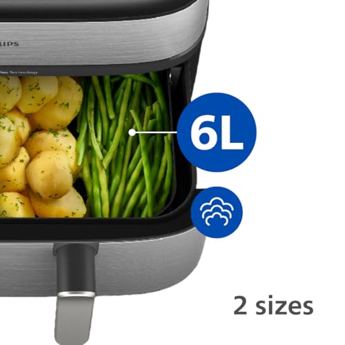 Philips 5000 Series 9.6qt (9L) Dual Basket All-in-One Air Fryer & Steam Cooker – 19 in One Cooking Functions, RapidAir Plus + Steam, Auto Steam Clean (NA555/00)