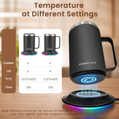 Smart Heated Cup Set, Self-Heating Coffee Mug (14oz-Black)