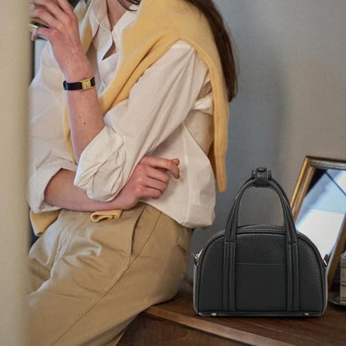 Goinsound Small Top Handle Bags for Women Structured Shoulder Handbags | Adjustable Crossbody Shoulder Strap, Zipper Closure, Travel Everyday Going Out Work Casual, Black