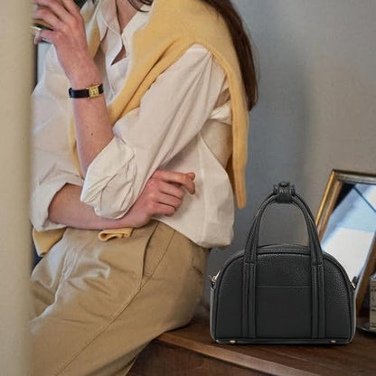 Goinsound Small Top Handle Bags for Women Structured Shoulder Handbags | Adjustable Crossbody Shoulder Strap, Zipper Closure, Travel Everyday Going Out Work Casual, Black
