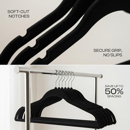 Utopia Home Velvet Hangers 50 Pack – Non-Slip Slim Pink Hangers | Luxury Non-Slip Slim Pant & Coat Hangers | Strong Space-Saving Clothes Hangers | 360° Swivel Hook