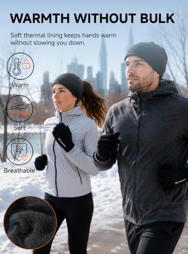 TRENDOUX Winter Gloves for Men Women - Unisex Knit Touch Screen, Thermal Warm Lining - Black-L