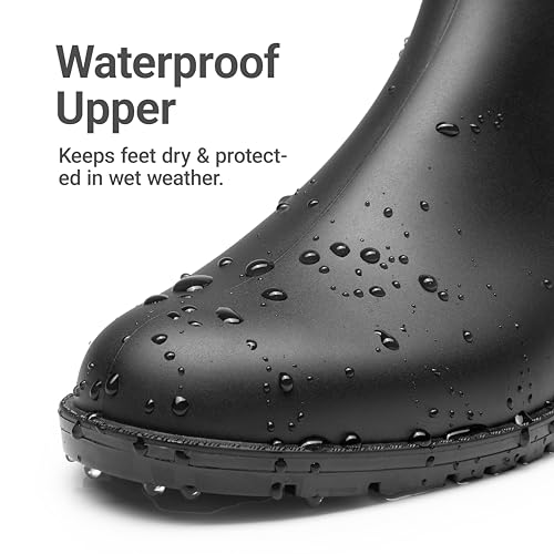 DREAM PAIRS Women's Rain Rubber Boots,Black,10