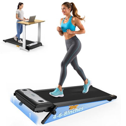 3 in 1 Walking Pad with 3-Level Adjustable Incline, Under Desk Treadmill for Home Office with 2.5HP Quiet Motor, LED Display, Hidden Safety Switch, Compact Portable Jogging Machine for Small Spaces
