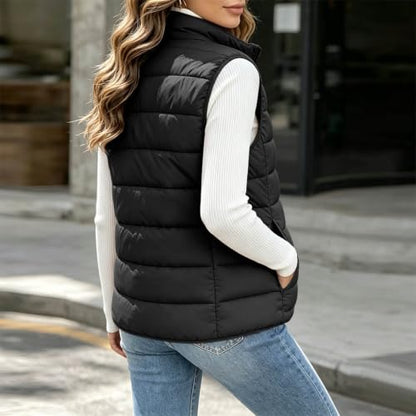 Womens Puffer Vest Lightweight Zip Up Sleeveless Padded Jacket Vest