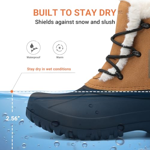DREAM PAIRS Women's Waterproof Winter Snow Boots,Chestnut,9