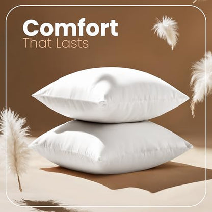Utopia Bedding Throw Pillows Insert (Pack of 2, White) - 18 x 18 Inches Bed and Couch Pillows - Indoor Decorative Pillow