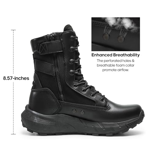NORTIV 8 Men's Breathable Military Tactical Work Boots,Black,12