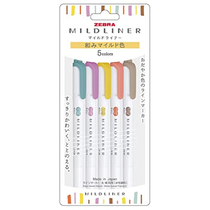 ZEBRA WKT7-5C-RC-N Highlighter, Mildliner, Warm Color, RC5 Colors