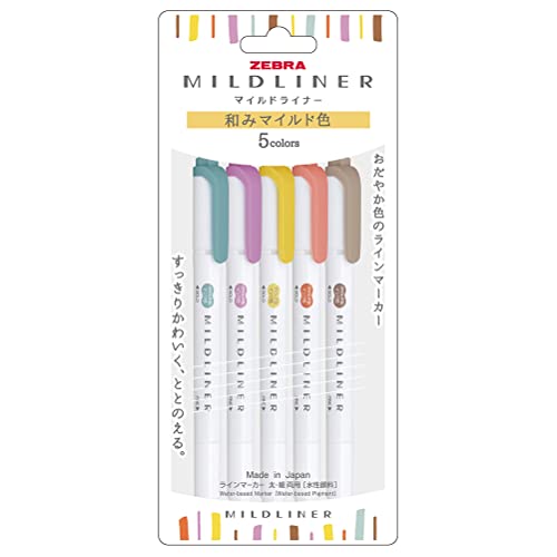 ZEBRA WKT7-5C-RC-N Highlighter, Mildliner, Warm Color, RC5 Colors