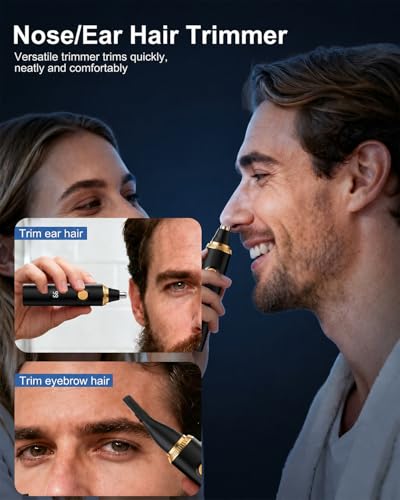 Nose Hair Trimmer 2026 Professional Nose Trimmer for Men and Women, Painless IPX7 Waterproof Eyebrow & Facial Hair Removal,USB Rechargeable with LED Display Dual-Edge Blades, Black