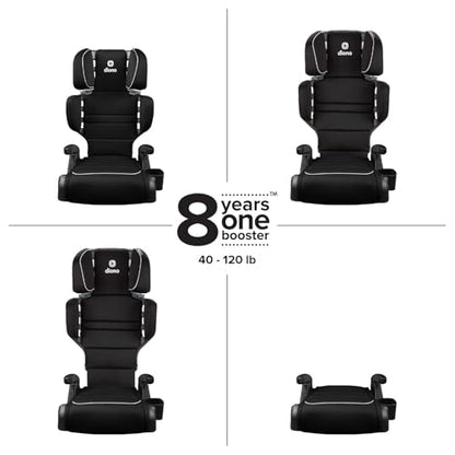 Diono Connect3 R 2-in-1 High Back Booster, Slim Fit 3-across in Many Mid-Sized Sedans and SUVs, For Children from 40-120 lbs., Lightweight with Cupholder, Black Storm