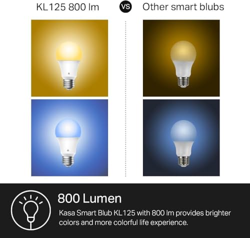 Kasa Multicolor Smart Wi-Fi Light Bulbs KL125P4, A19, 4-Pack