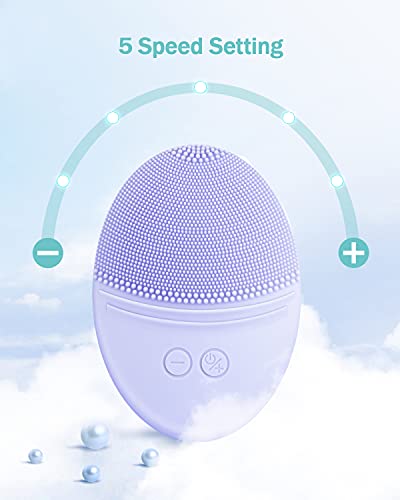 EZBASICS Face Scrubber Soft Silicone Sonic Face Brush Waterproof, Violet