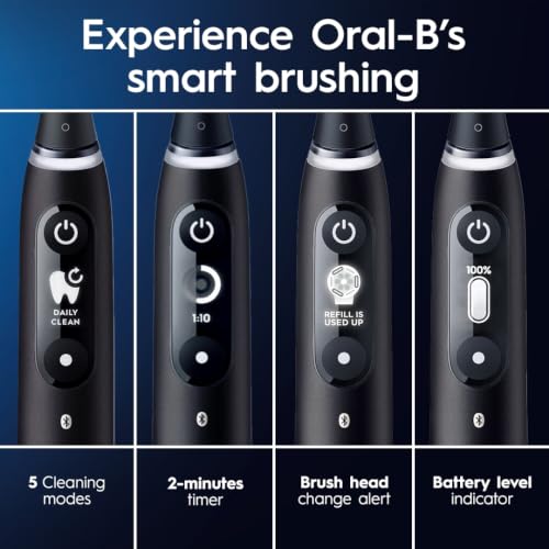 Oral-B iO Deep Clean + Protect Rechargeable Electric Toothbrush, White with Visible Pressure Sensor, 5 Cleaning Settings, 2 Min Timer, an iO Series 7 Toothbrush, 2 Replacement Brush Heads, and Charging Travel Case