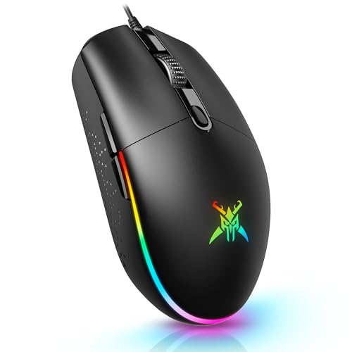 TECKNET Wired Gaming Mouse - Ergonomic Wired Mouse with 8000 DPI, 6 Programmable Buttons, RGB Backlighting, 1000Hz Polling Rate, Gaming Mice for Laptop/PC