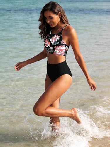 Vozobi Women's High Waisted Swim Bottoms Skirts Ruched Bikini Sets Tankini Briefs Swimsuit Shorts Underwear
