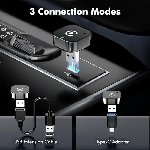2026 Upgraded 2-in-1 Wireless CarPlay & Android Auto Adapter, 5GHz WiFi Plug and Play, Converts Wired to Wireless, Auto Connect in 5s and No Lag, USB-A & USB-C, for iPhone iOS 10+ & Android 11+