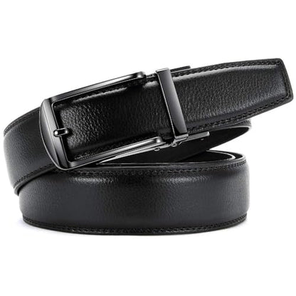 Leather Belts for Men YOORAN Ratchet Belt Sliding Buckle for Dress Pants Casual & Work 1 3/8" Easily Adjustable Size
