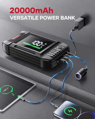 FLYLINKTECH Car Battery Jump Starter with Air Compressor