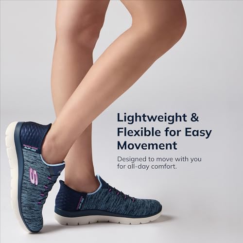 Skechers Women's Summits Hands-Free Slip-Ins – Memory Foam Insole, Heel Pillow, Vegan Materials Sneaker, Navy Purple