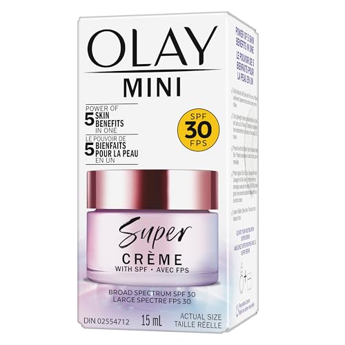Olay Super Cream with Sunscreen SPF 30, Ultra Lightweight Face Moisturizer with Vitamin C, Hyaluronic Acid, Niacinamide, Vitamin E, and Collagen Peptide, 15 mL