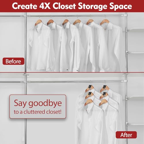 Space Saving Hangers 20Pcs, Upgrade 40Lb(Max) Heavy Duty Hanger Hooks Space Saver for Clothes, Hanger Connector Hooks, Plastic Clothes Hanger for Closet Organizer, Black