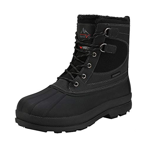 NORTIV 8 Men's Waterproof Warm Winter Snow Boots,Black,9