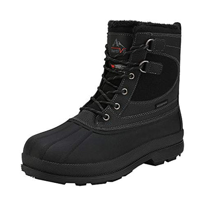 NORTIV 8 Men's Waterproof Warm Winter Snow Boots,Black,9