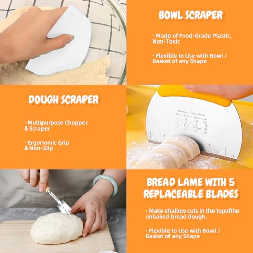 Complete Sourdough Bread Starter Kit with 35OZ Jar, All-in-One Sourdough Starter Kit, 2 Silicone Proofing Baskets, Non-Stick Baking Mat & 15-Piece Baking Tools Set - Includes Dough Scraper, Lid & More