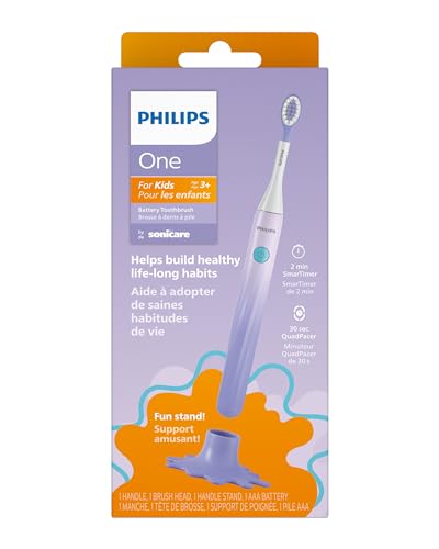 Philips One for Kids by Sonicare Battery Toothbrush, 1 Brush Head, Purple