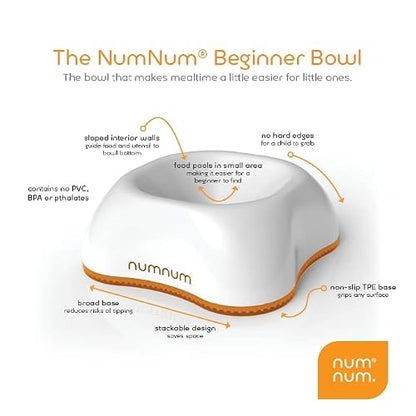 NumNum Beginner Bowl for Babies & Toddlers, BPA-Free Silicone Baby Led Weaning Bowl with Non-Slip Base, Self-Feeding Baby Dish for 6+ Months, Easy-to-Clean Feeding Essential and GOOtensils