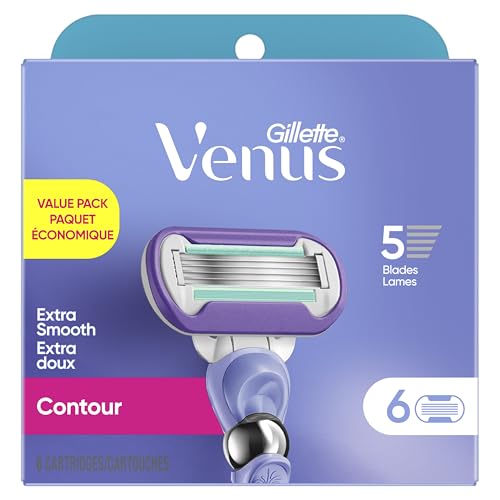Gillette Venus Extra Smooth Contour Women’s Razor Blades, 5-Bladed Razor Refills, 1 Pack (Count of 6)