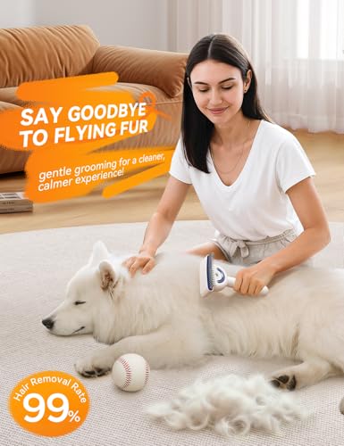 Dog Brush for Grooming,FEELNEEDY Cat Brush for Shedding,Dual-Sided Dematting and Deshedding Dog Brush with 2 Spray Levels Steam Brush, Detangling Rake for Long-Hair Dogs and Cats, for Medium-Thick Coats Prone to Tangles & Shedding
