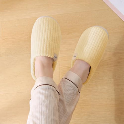HUXMEYSON Slippers for Women, Warm Memory Foam Comfy House Slippers with Anti-Skid Rubber Sole for Indoor and Outdoor
