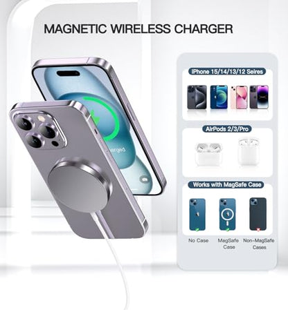 OANDYS For MagSafe Charger 2 Pack 15W Fast Magnetic Wireless Charger For iPhone 18/17/16/15/14/13/12 Series&AirPods 4-2Pro, Strong Magnet, USB-C/A Ports, Ultra-Thin &Portable, Ideal for Desk & Bedside