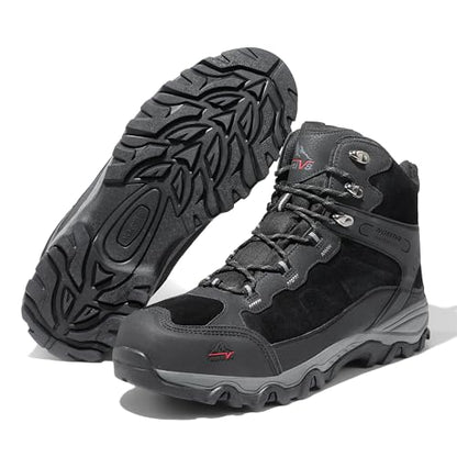 NORTIV 8 Men's Suede Waterproof Trekking Hiking Boots,Black,10