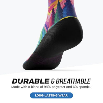 Outway Novelty Crew Socks for Men & Women, Breathable, Moisture-Wicking Athletic Calf Socks with Arch Support, Durable Polyester & Spandex Blend, Colorful Nature Design, Nature Trip, L-XL