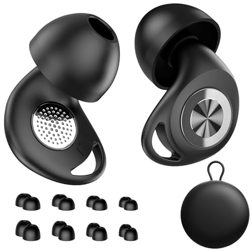 CASCHO Ear Plugs for Sleeping Noise Cancelling 45dB, Reusable Silicone Earplugs with 8 Eartips and Travel Case, Soft Comfort Hearing Protection for Concerts, Snoring, Travel, Study-Black