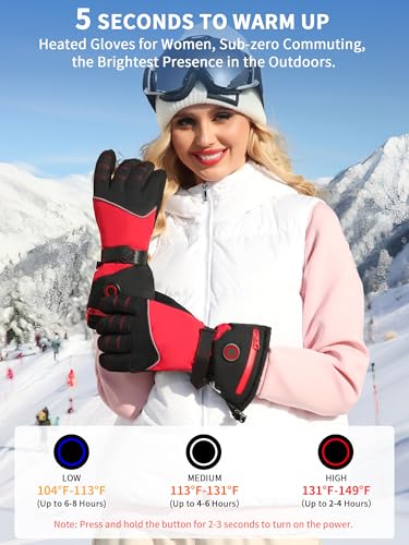 Heated Gloves for Men Women with Rechargeable Battery, Electric Heated Gloves with Reflective Stripe,Hand Warm Gloves Winter for Outdoor Fishing Work Camping Snowboarding
