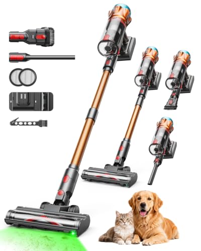 LPXC Cordless Vacuum Cleaner, 550W 50KPA 50Mins Vacuum Cleaners for Home | Powerful Suction, Self-Standing, Anti-Tangle Brush, Lightweight Cordless Stick Vacuum for Home, Hard Floors, Pet Hair, Carpet