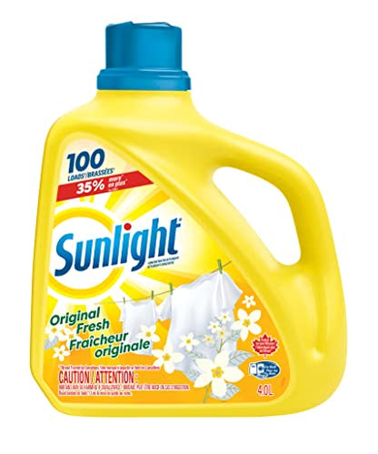 Sunlight Detergent Original Lemon Fresh (100 loads, 4.0L) with Concentrated Formula, Laundry Detergent Liquid for Exceptional Cleaning and Stain Remover to Brighten Laundry, Yellow