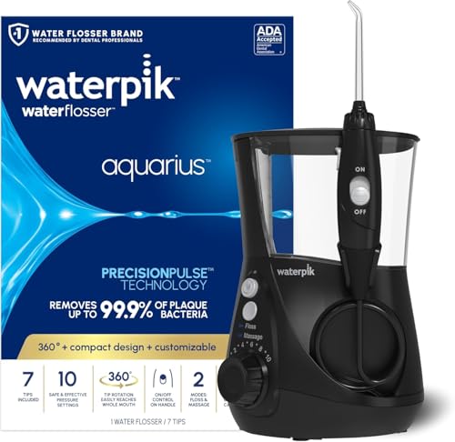 Waterpik Aquarius Countertop Water Flosser WP-662, Black, 7 Tips