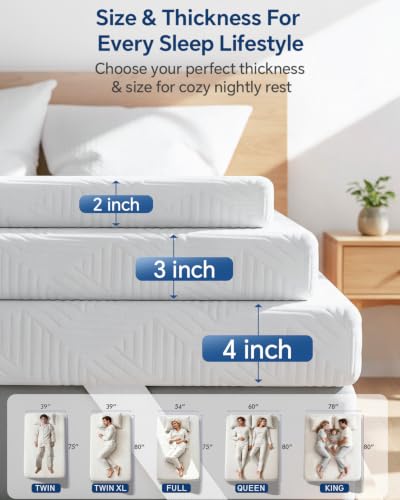 BEDELITE 3 Inch Egg Crate Memory Foam Mattress Topper Queen Size | Soft High Density Mattress Foam Pad for Pressure Relief, Bed Topper with Removable & Machine Washable Bamboo Viscose Cover