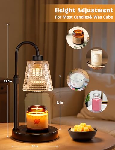 Candle Warmer Lamp with Timer Home Decor Birthday Gifts for Women | Dimmable Candle Warmer for Jar Candles, Height Adjustable Wax Warmer,Halloween Decorations House Warming Gifts New Home