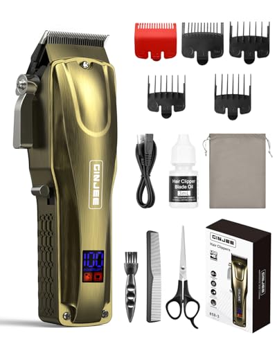 GinJee Professional Cordless Hair Clippers for Men, Gold