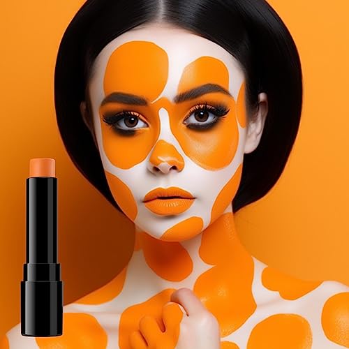 Orange Face Body Paint Stick, Cream Blendable Eye Black Full Body Paint Makeup for Halloween SFX Makeup Cosplay Joker Zombie Vampire Costume Parties