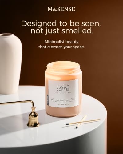 M&SENSE Roasted Coffee Candles Scented for Home, 19.4oz Large Soy Candle 110 Hours Lasing Burning, 2-Wick Soy Wax Non Toxic Candle for Home Decor, Cozy Coffee Scented Candle Gift for Men Women